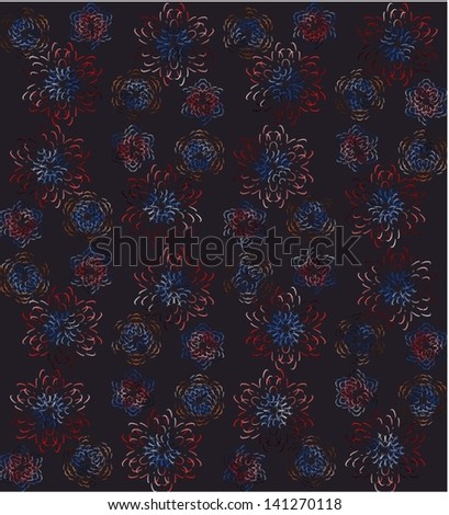 Dark flower seamless pattern