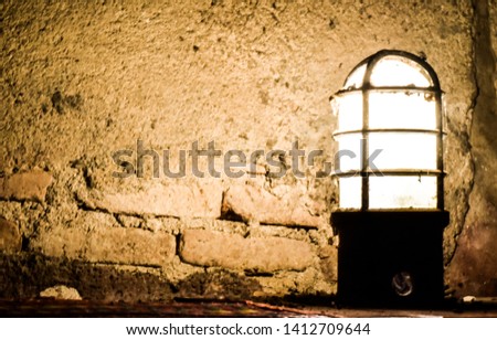 Lighting of  the light bulb inside the tunnel, blur image