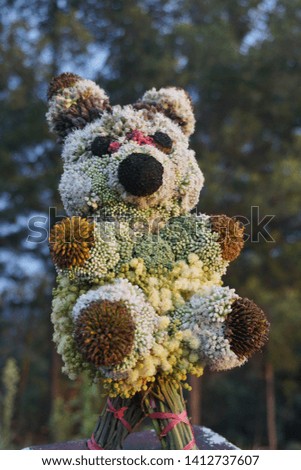 panda doll toys made of flowers