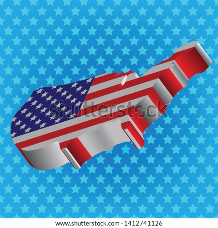 United of American flag on transparent with white star and blue background