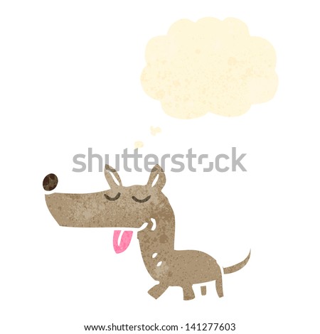 cartoon little dog with thought bubble