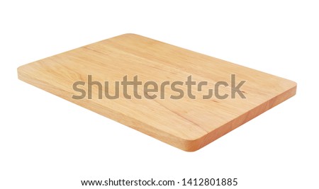 Wooden cutting board isolated on white background Royalty-Free Stock Photo #1412801885