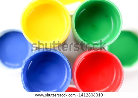 Set  gouache paints for children isolated on a white background