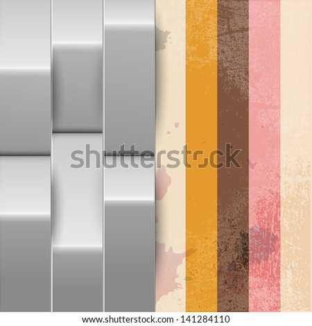 Abstract background with metal elements and retro stripes