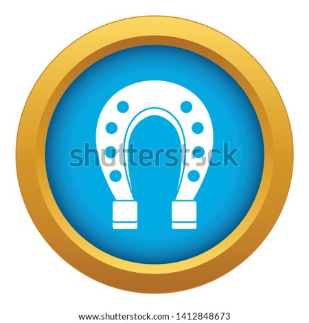 Horse shoe icon blue vector isolated on white background for any design