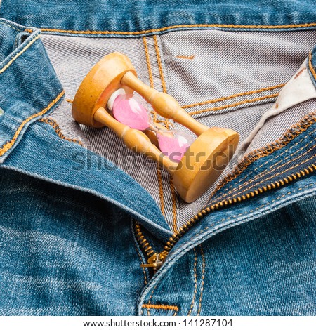 Blue denim jeans with Hourglass , background