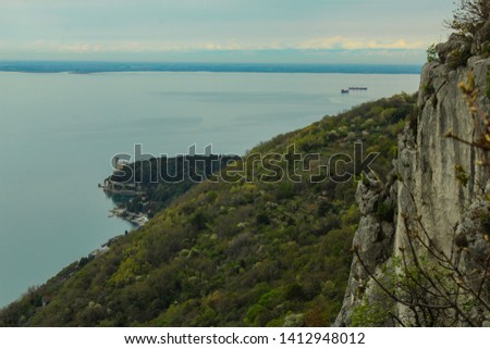 View on the Miramare castle from a far
