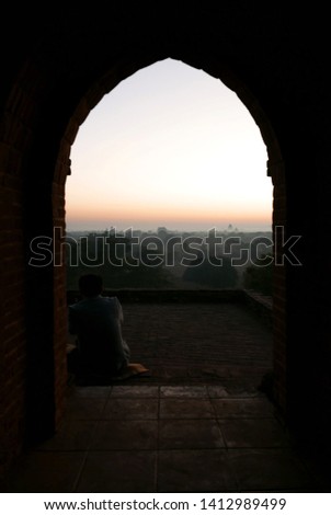 Watching Sunrise in a Pagoda of Bagan, Myanmar