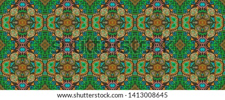 American pattern. Ikat seamless print. Geometric folk style. Endless indian motif. Seamless geometric print. Vintage patchwork. Black, cyan, pink, green, gold american pattern.