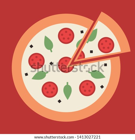 Pizza geometric illustration isolated on background