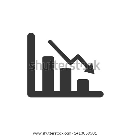 Graphs, graphics, illustrations, finance and unsuccessful investments. Icons - vector
