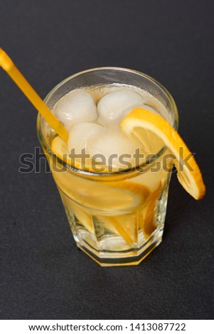 Cocktails with ice and lemon. Alcoholic summer cocktails