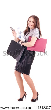 Young Businesswoman isolated on a white background
