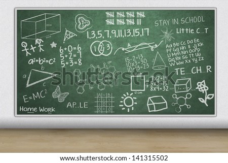 Green chalkboard with hand drawn illustration