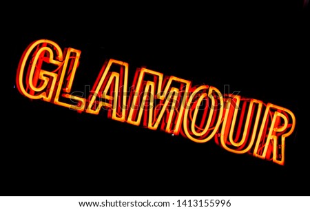 Word Glamour written with Neon lights