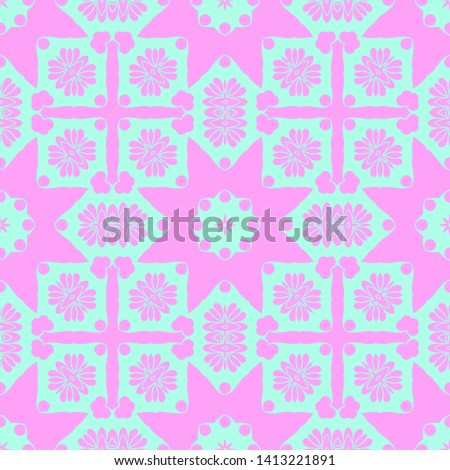 Pastel blue and pink pattern with simple geometric design