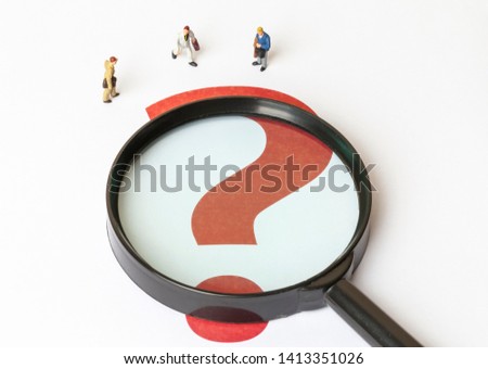 Miniature people: Recruitment Zoom Magnifying Glass Picking Business Person Candidate People Group. Employer of choice, candidate selection, adn business recruitment concept. 