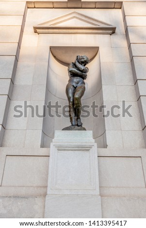 Philadelphia, Pennsylvania, USA - December, 2018 - Eve Sculpture at the Entrance of Rodin Museum in Philadelphia.