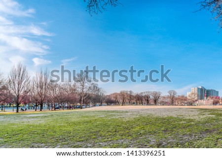 Philadelphia, Pennsylvania, USA - December, 2018 - Beautiful field view in a blue sky day from Benjamin Franklin Parkway in downtown Philadelphia.