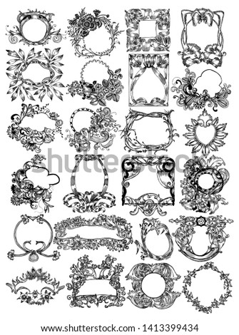 Hand Drawn Floral Text Frame Vector Pack 01
