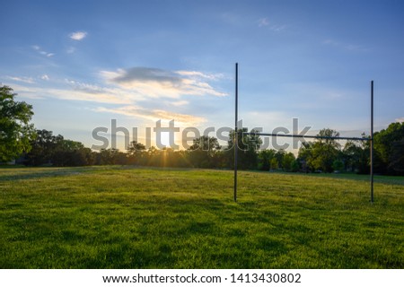 Picture of a field with an old football goal post at Forest Park in St Louis Missouri