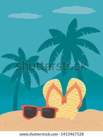 vector illustration Palm tree design, Summer vacation vector illustration