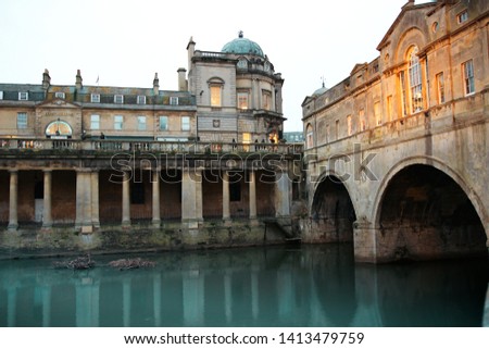 historical buildings and locations in Bath during the winter. Royalty-Free Stock Photo #1413479759