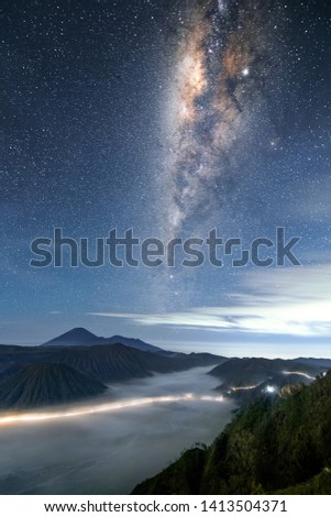 Bromo view with Milkyway landscape photo, Travel Indonesia, Mt.Bromo