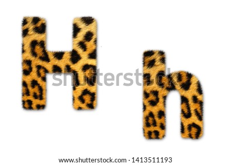 Letter h from tiger style fur alphabet. Isolated on white background .