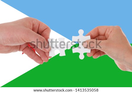 Flag of Djibouti, intergration of a multicultural group of young people