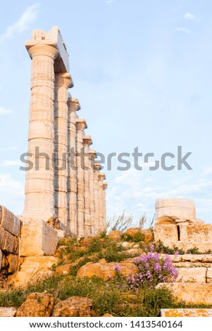 Temple of Poseidon at Cape Sounion, Greece. 