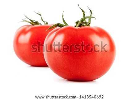 Fresh red tomatoes isolated on white background (view and different angle in portfolio)