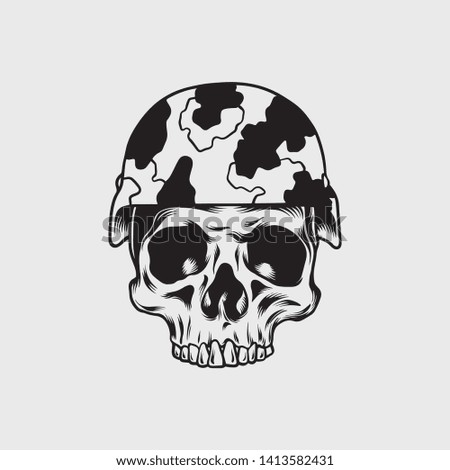 Vector of Skull Illustration Black and White