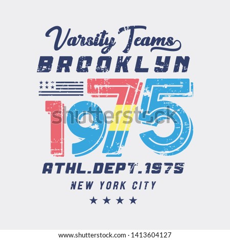 Vector illustration on the theme of athletics in New York City. Vintage design. Grunge background. Number sport typography, t-shirt graphics, poster, print, banner, flyer, postcard
