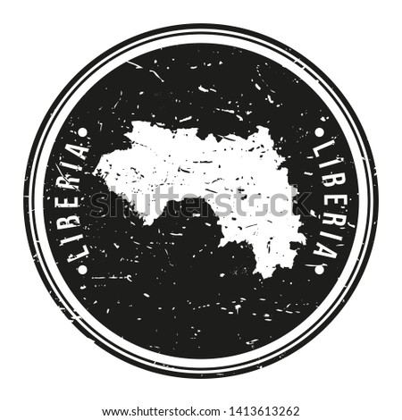 Liberia Africa Seal. Map Symbol Round Design Stamp Travel and Business.