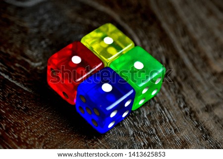 
Colorful and beautiful dice.
Transparent dice.