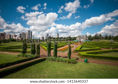 Botanical Gardens of Curitiba on a sunny day in Curitiba, the capital and largest city in the state of Parana, Brazil. Royalty-Free Stock Photo #1413640337
