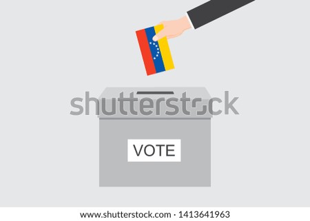 Ballot Box with an Illustrated Flag for the Country of  Venezuela