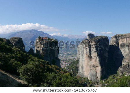 Monastery on Top of Giant Pillar of Meteora, Greece