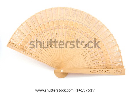 chinese open fan isolated on white