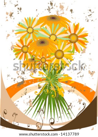 orange flowers bouquet; background vector