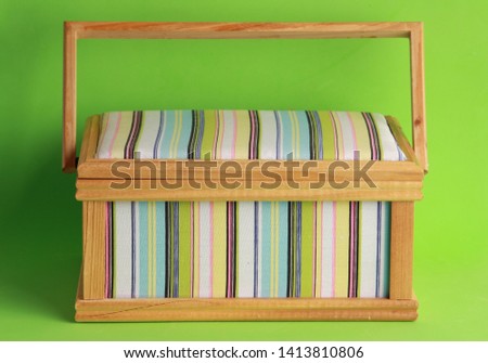 sewing box on colorful background