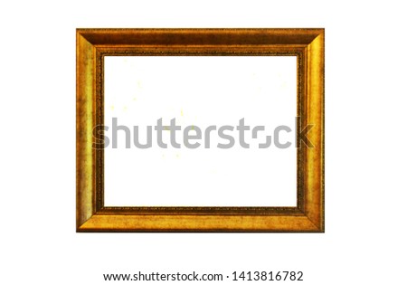 The golden picture frame on white isolated