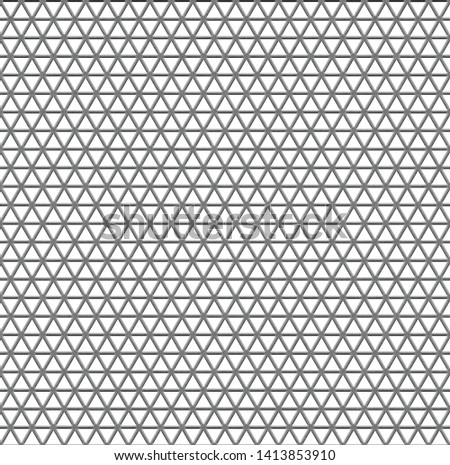 Seamless geometry metal grille.Wire triangle isolated on white background.Hexagon pattern seamless
