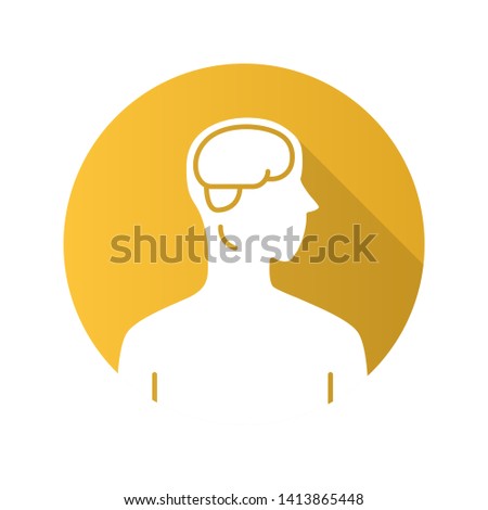 Healthy brain flat design long shadow glyph icon. Human organ in good health. Functioning nervous system. Internal body part in good shape. Wholesome mental health. Vector silhouette illustration