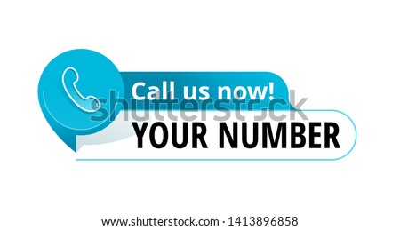 Call us button - template for phone number block in website header  - conspicuous sticker with phone headset pin form pictogram