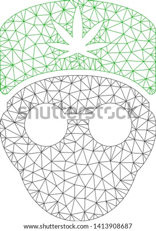Mesh cannabis doctor head polygonal icon vector illustration. Abstraction is based on cannabis doctor head flat icon. Triangle mesh forms abstract cannabis doctor head flat model.