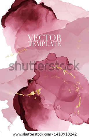 Abstract dusty pink  Fluid creative template, cards, color covers set. Geometric design, liquids, shapes with gold foil glitter. Trendy vector abstract art 2019