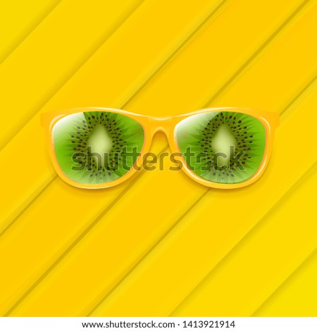Sunglasses With Kiwi And Yellow Background And Line