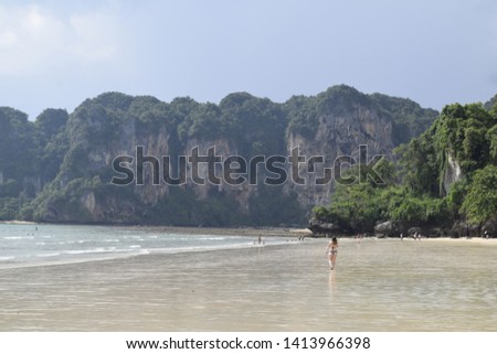 Railay beach walk. Andaman sea